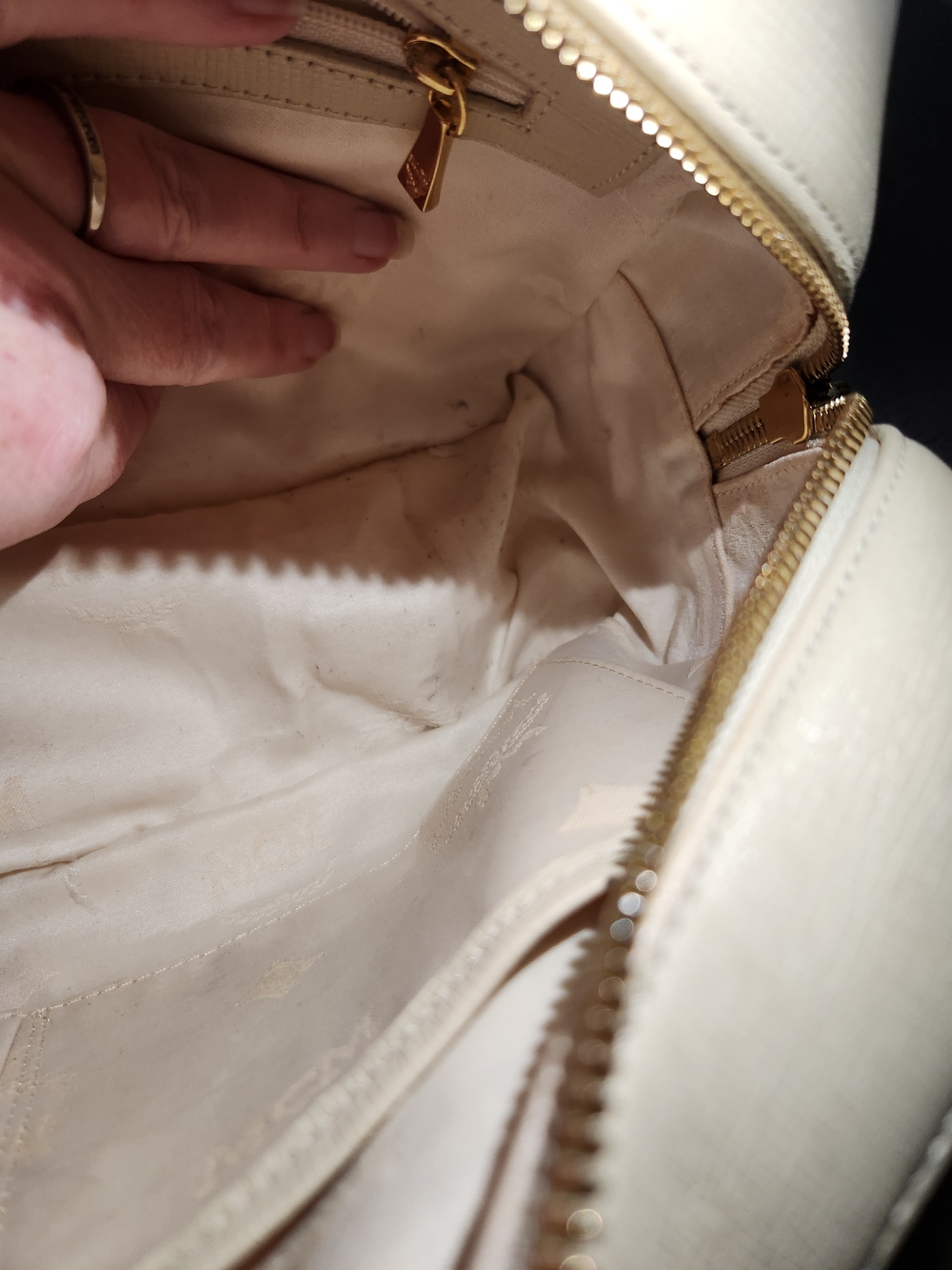 MCM White Saffiano Leather Tote Bag with Gold Hardware, EUC - Picture 7 of 12